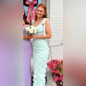 Mint green flower Asos dress.